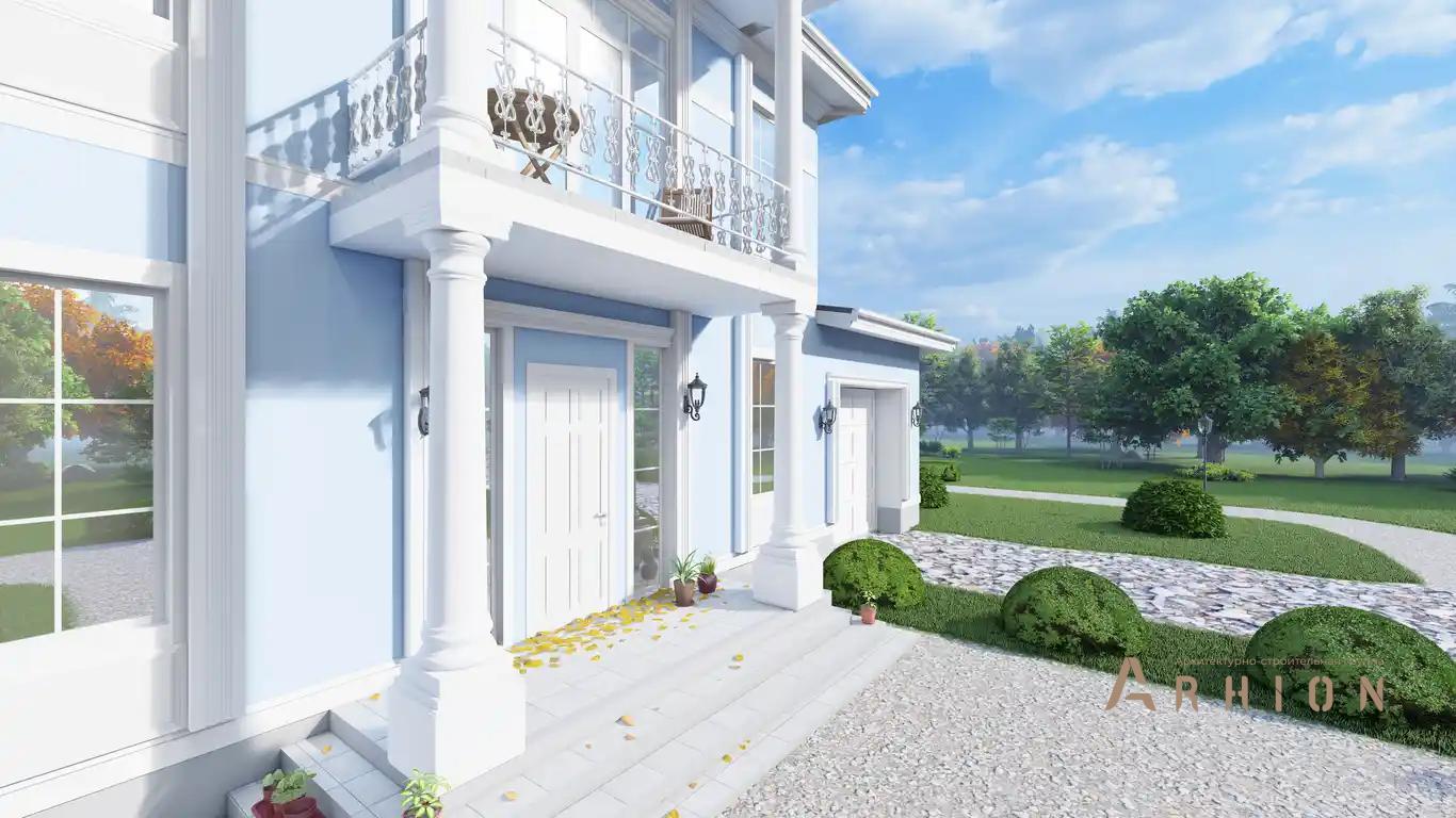 4. Проект двухэтажного дома в классическом стиле с многоскатной кровлей, H-1408, площадью - 242 кв c балконом, гаражом