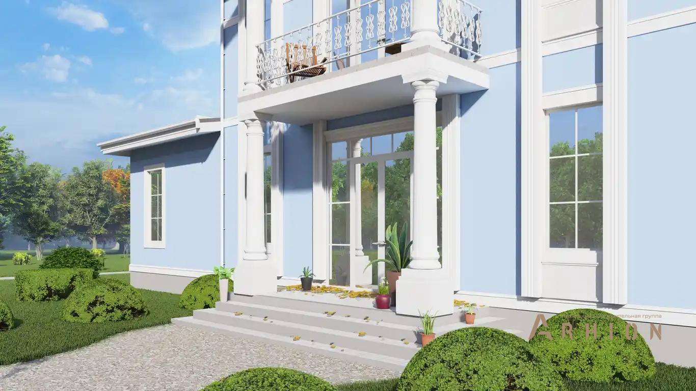 3. Проект двухэтажного дома в классическом стиле с многоскатной кровлей, H-1408, площадью - 242 кв c балконом, гаражом