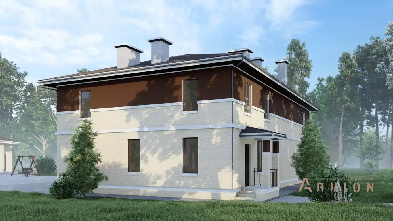 2. Проект двухэтажного дома в европейском стиле с многоскатной кровлей, H-1410, площадью - 624 кв c терассой, гаражом