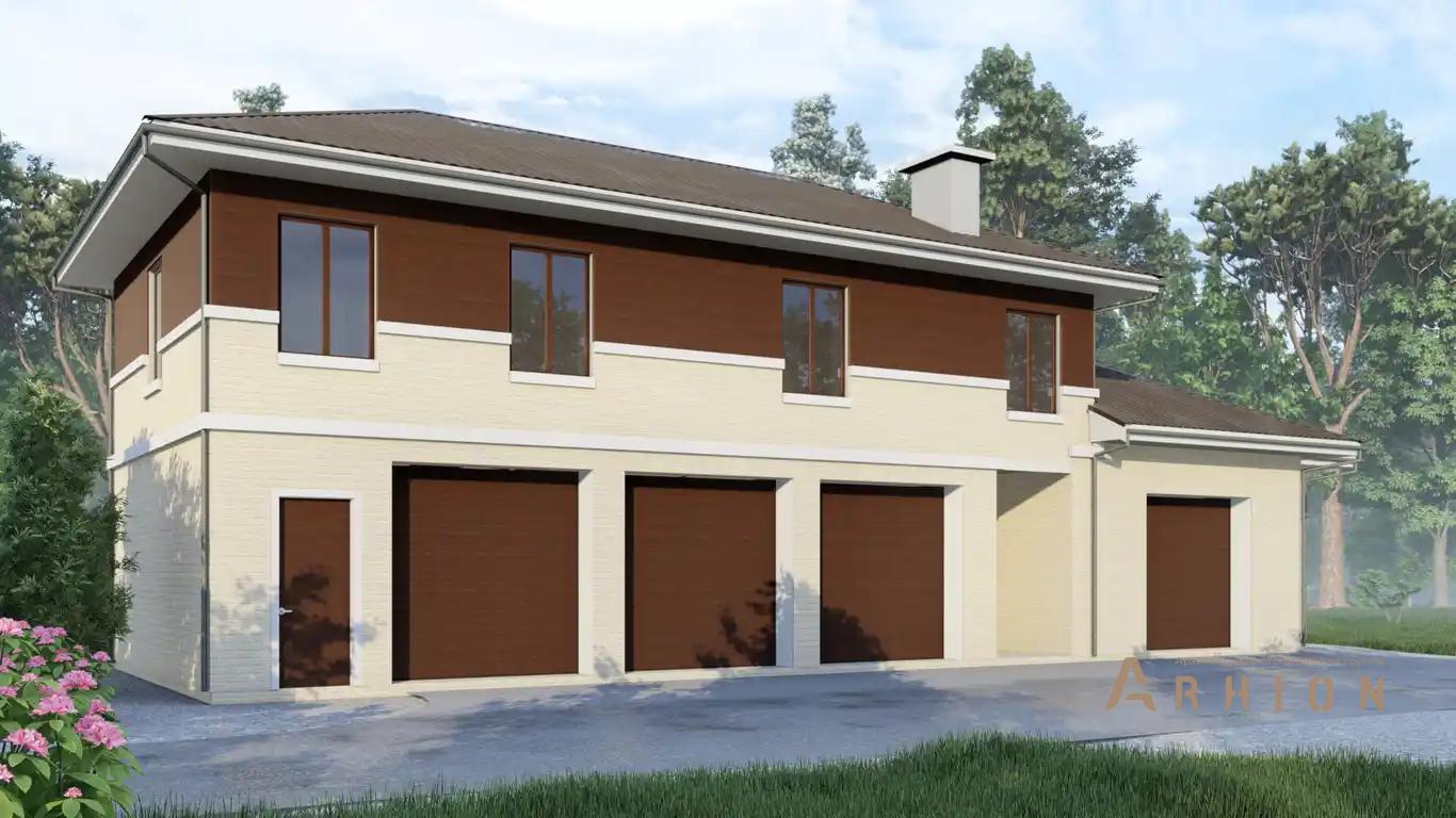 8. Проект двухэтажного дома в европейском стиле с многоскатной кровлей, H-1410, площадью - 624 кв c терассой, гаражом
