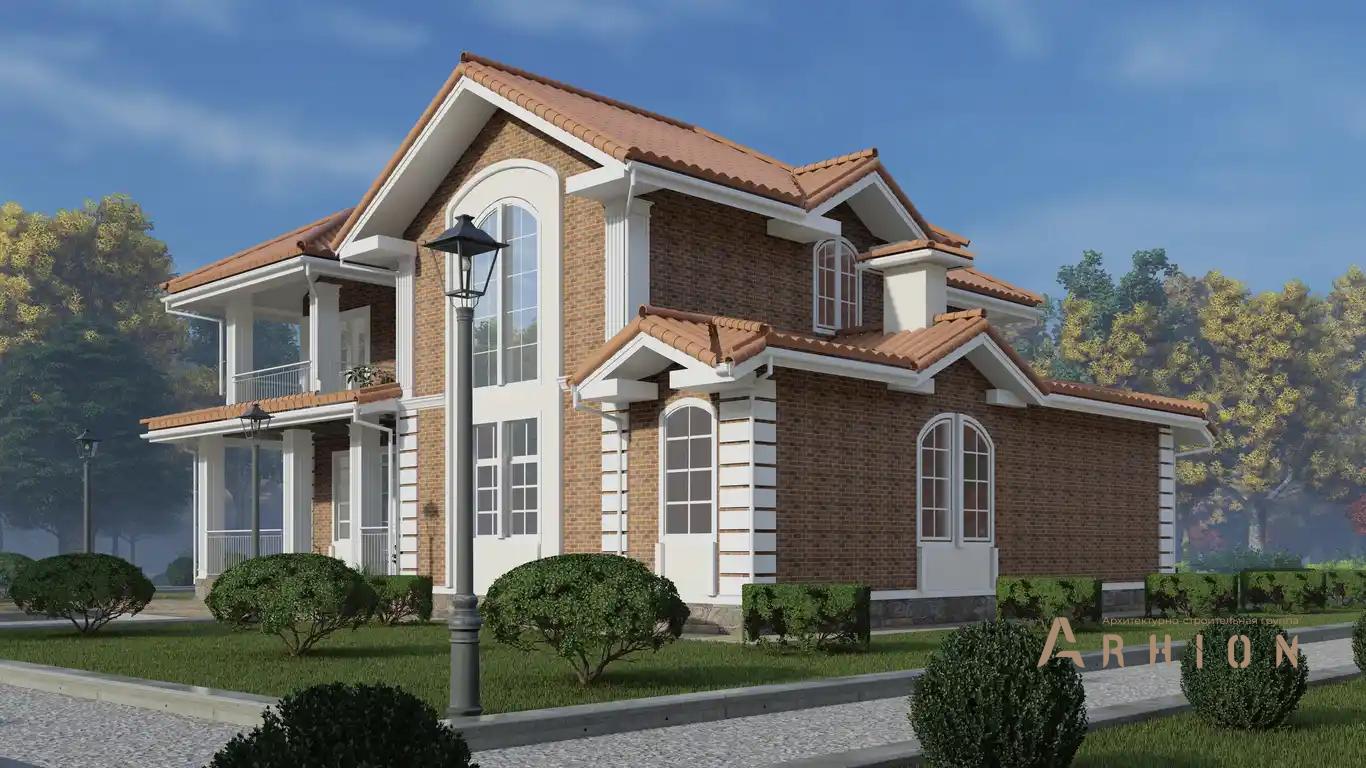 2. Проект двухэтажного дома в европейском стиле с многоскатной кровлей, H-1415, площадью - 294 кв c терассой, балконом