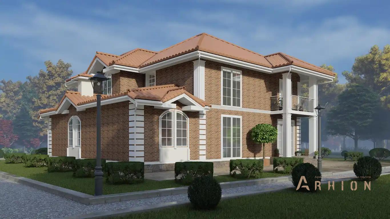 5. Проект двухэтажного дома в европейском стиле с многоскатной кровлей, H-1415, площадью - 294 кв c терассой, балконом