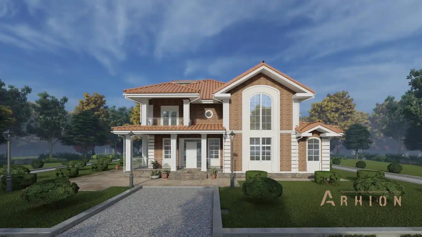 3. Проект двухэтажного дома в европейском стиле с многоскатной кровлей, H-1415, площадью - 294 кв c терассой, балконом