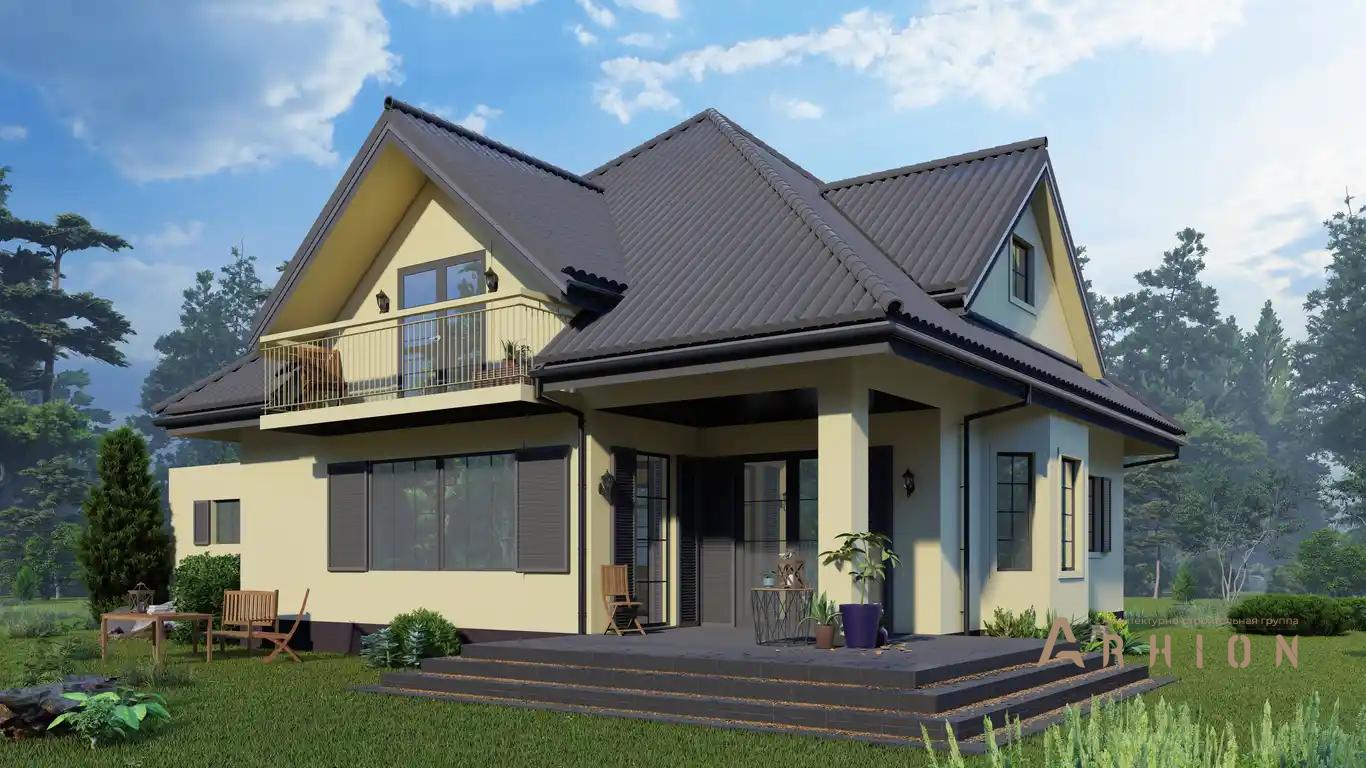 9. Проект одноэтажного дома в европейском стиле с многоскатной кровлей, H-1418, площадью - 290 кв c мансардой, терассой, балконом, гаражом