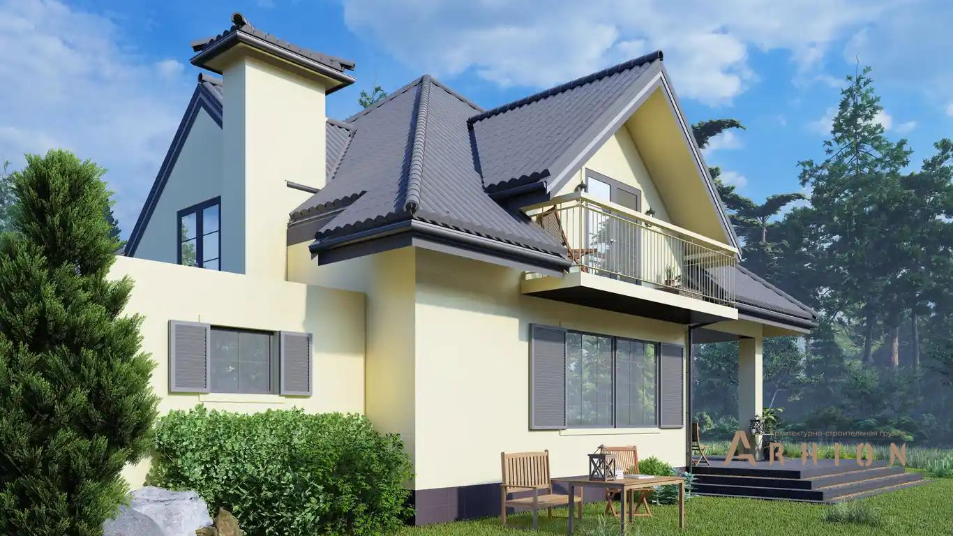 2. Проект одноэтажного дома в европейском стиле с многоскатной кровлей, H-1418, площадью - 290 кв c мансардой, терассой, балконом, гаражом