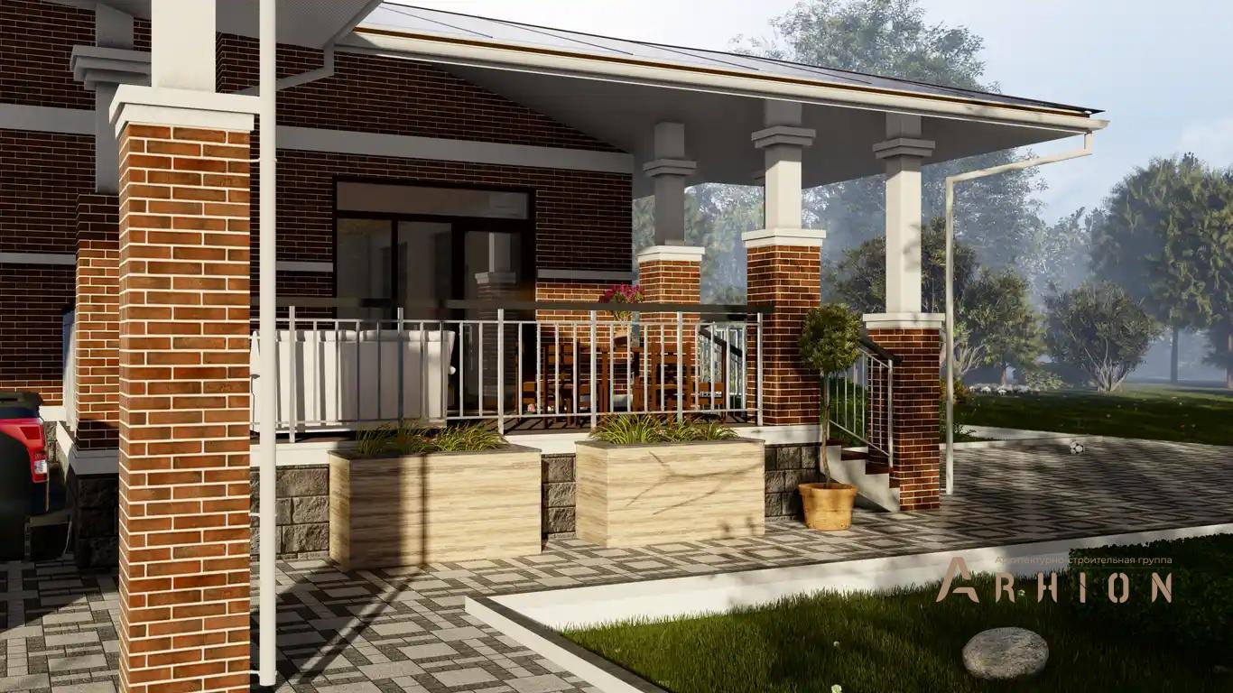 3. Проект одноэтажного дома в стиле Ллойда Райта (прерий) с многоскатной кровлей, H-1501, площадью - 191 кв c терассой, гаражом