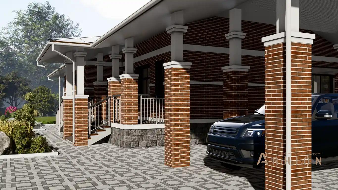 11. Проект одноэтажного дома в стиле Ллойда Райта (прерий) с многоскатной кровлей, H-1501, площадью - 191 кв c терассой, гаражом