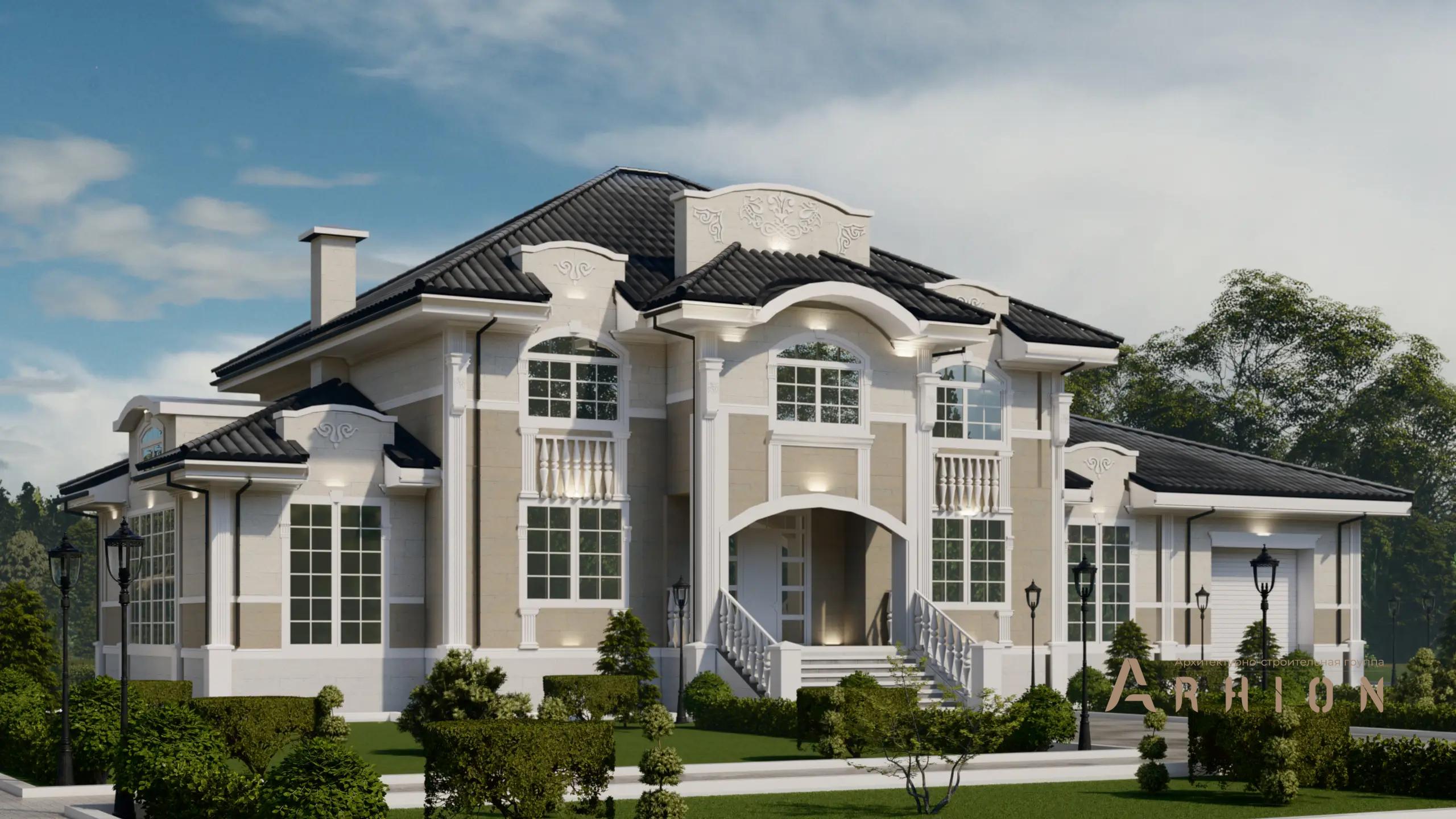 8. Проект двухэтажного дома в классическом стиле с многоскатной кровлей, H-1502, площадью - 411 кв c сауной, терассой, гаражом, бассейном