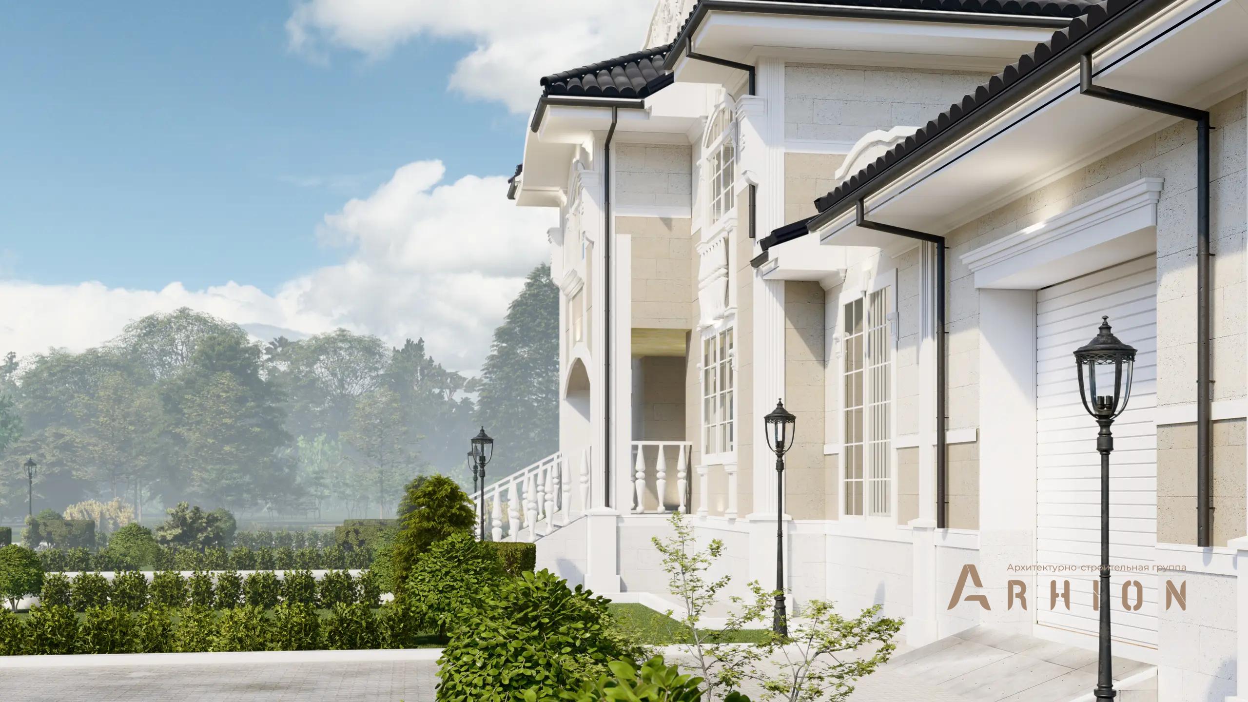 5. Проект двухэтажного дома в классическом стиле с многоскатной кровлей, H-1502, площадью - 411 кв c сауной, терассой, гаражом, бассейном