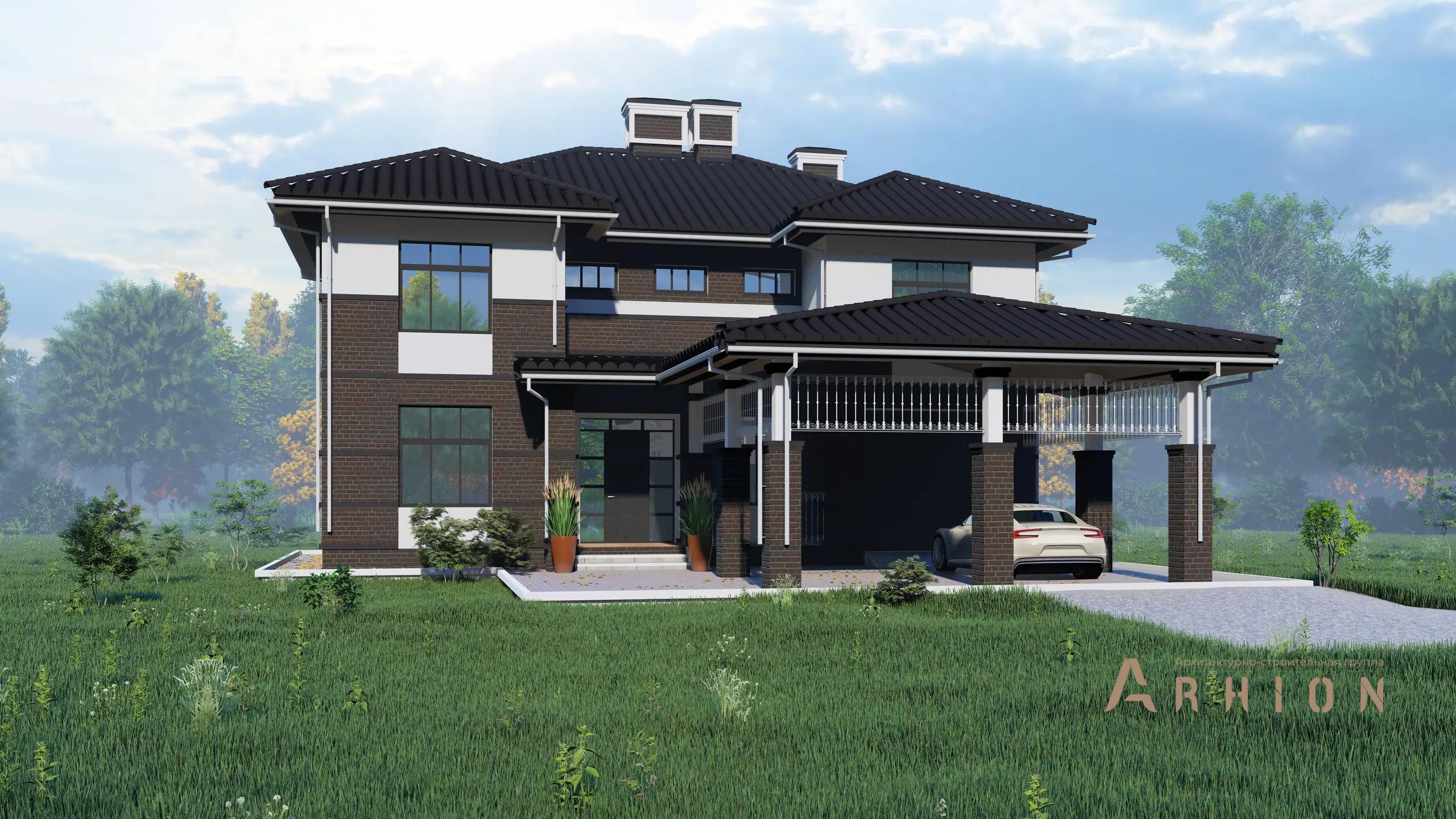 6. Проект двухэтажного дома в современном стиле с многоскатной кровлей, H-1503, площадью - 290 кв c терассой, гаражом