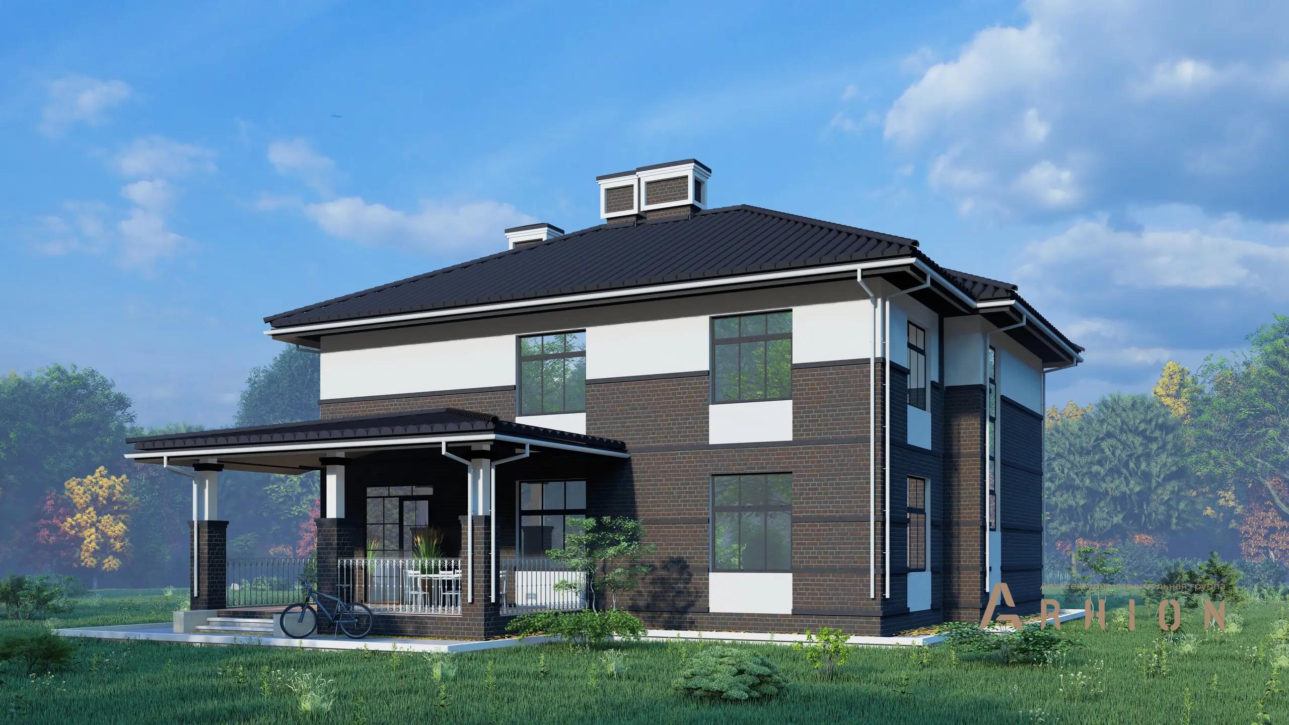 5. Проект двухэтажного дома в современном стиле с многоскатной кровлей, H-1503, площадью - 290 кв c терассой, гаражом