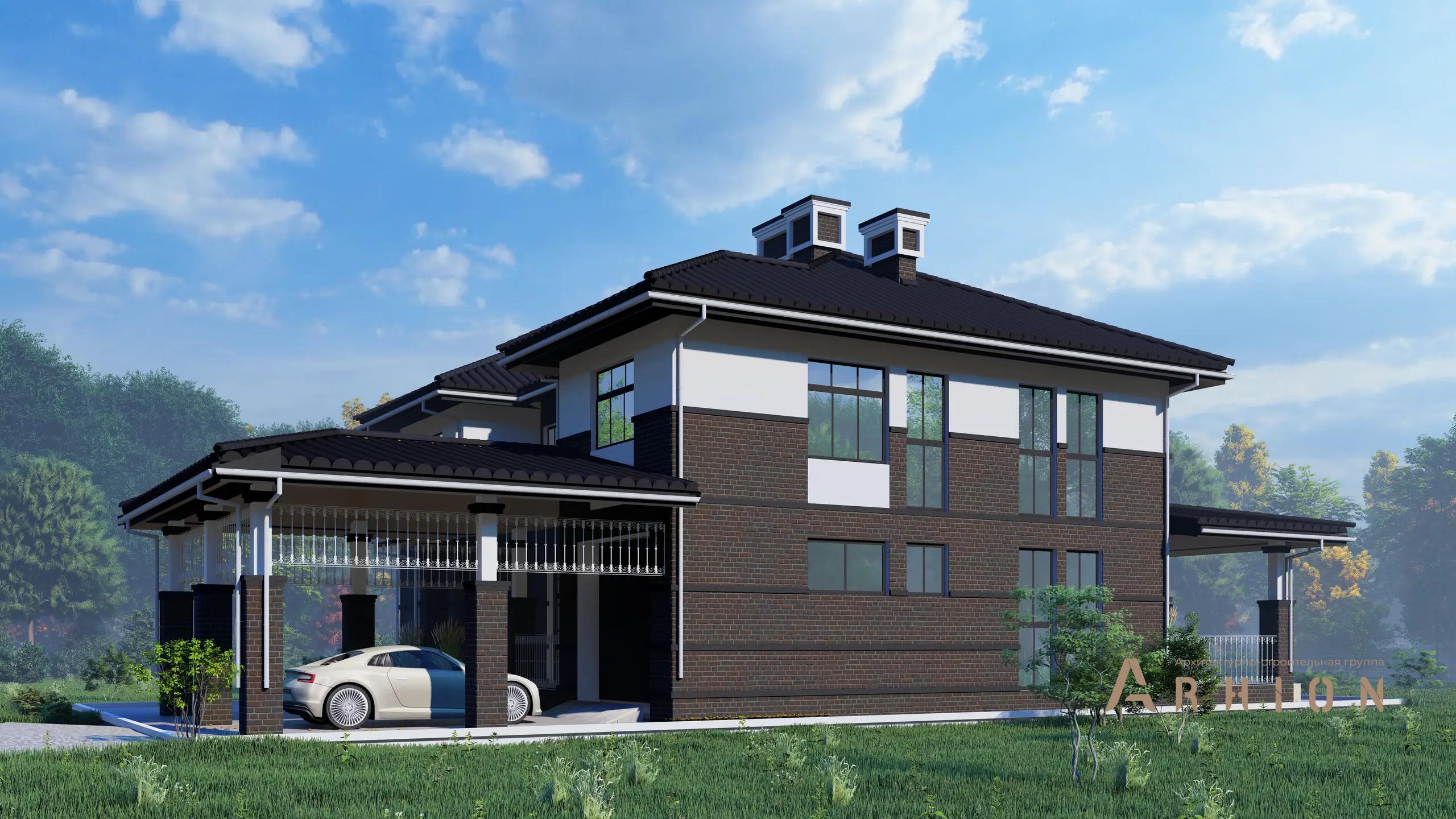 3. Проект двухэтажного дома в современном стиле с многоскатной кровлей, H-1503, площадью - 290 кв c терассой, гаражом