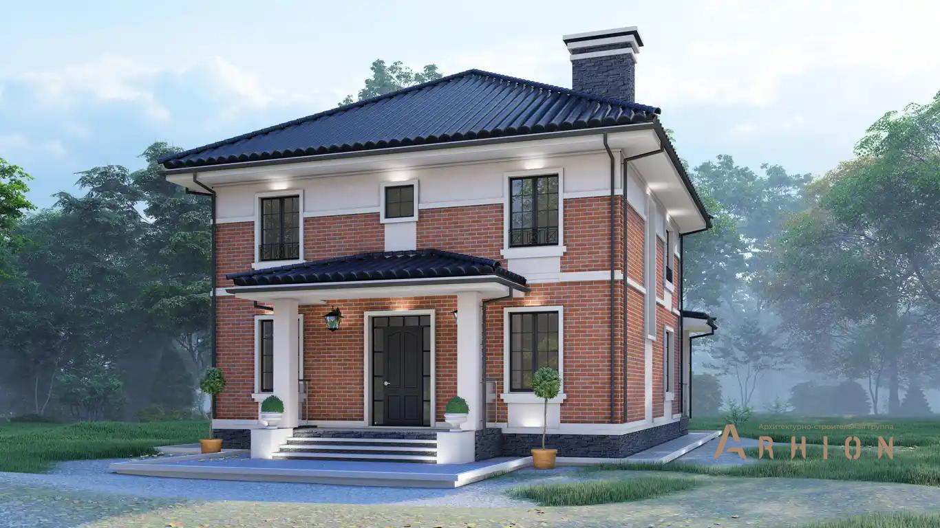 5. Проект двухэтажного дома в европейском стиле с четырехскатной, H-1504, площадью - 202 кв c терассой