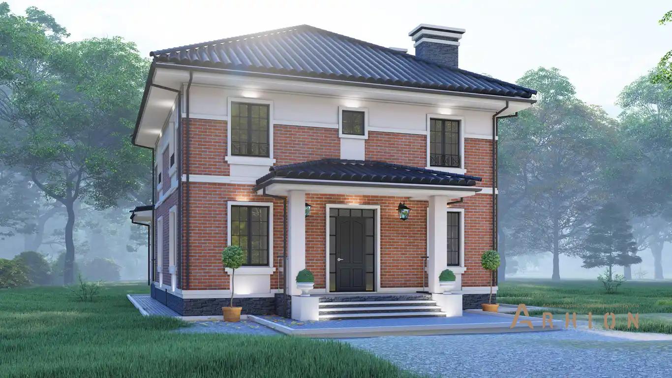 9. Проект двухэтажного дома в европейском стиле с четырехскатной, H-1504, площадью - 202 кв c терассой