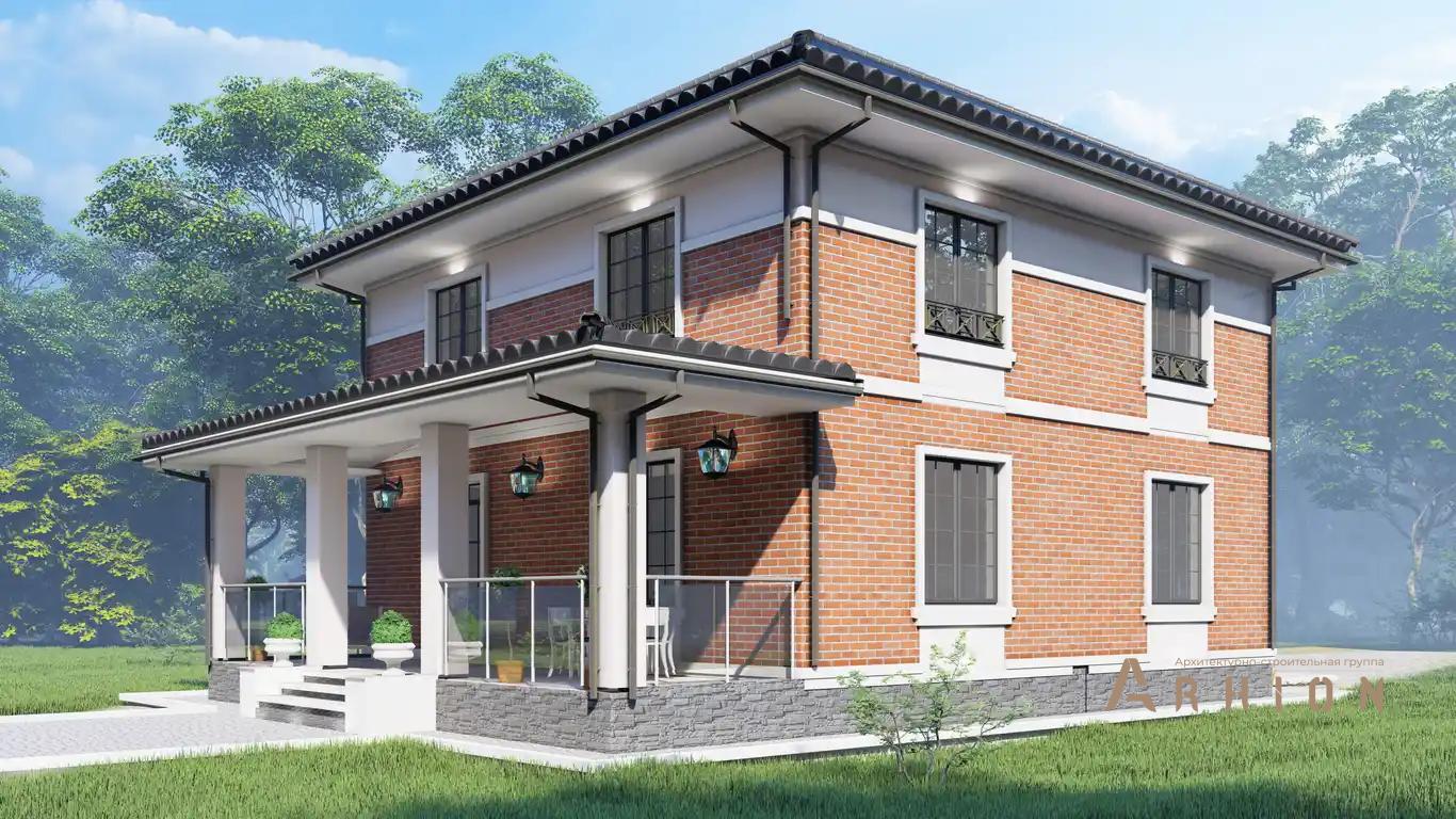 7. Проект двухэтажного дома в европейском стиле с четырехскатной, H-1504, площадью - 202 кв c терассой