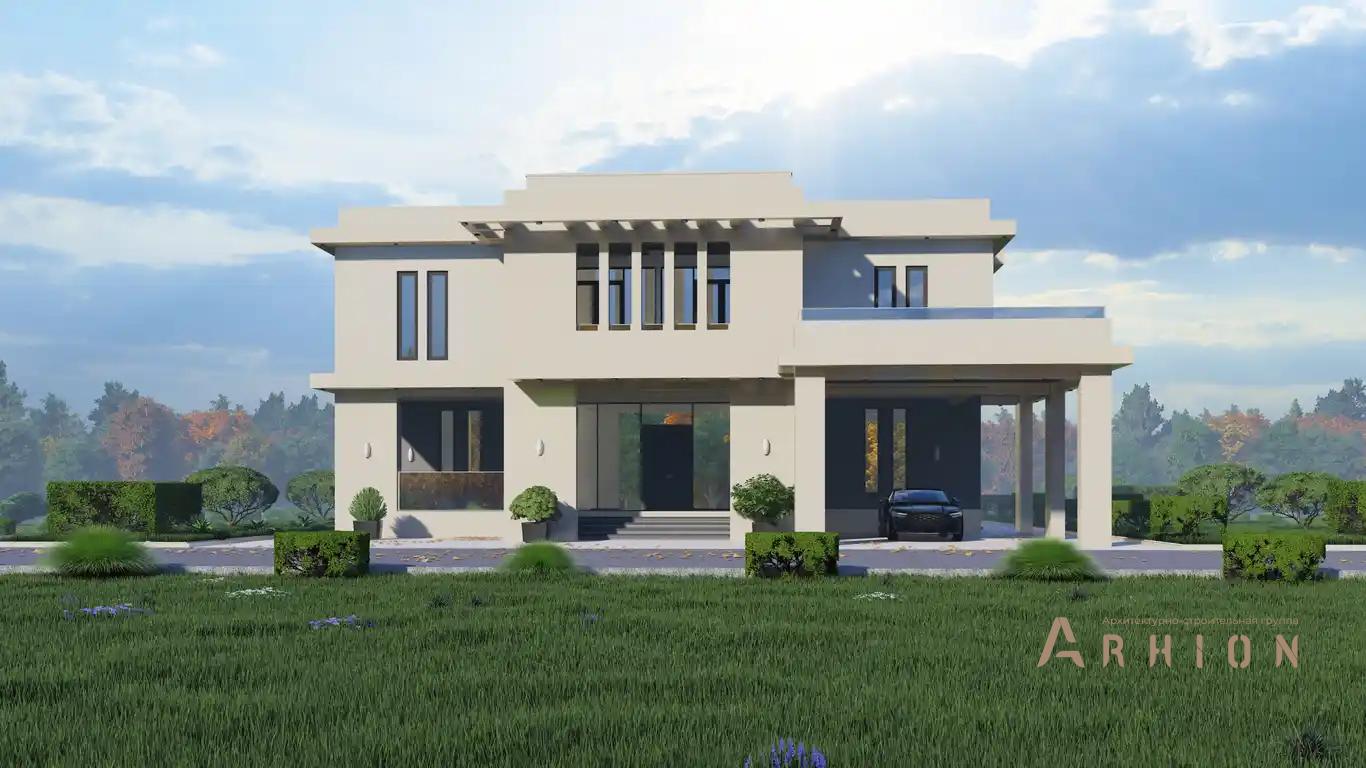 8. Проект двухэтажного дома в стиле хай-тек с плоской кровлей , H-1506, площадью - 730 кв c сауной, терассой, балконом, бассейном, вторым светом