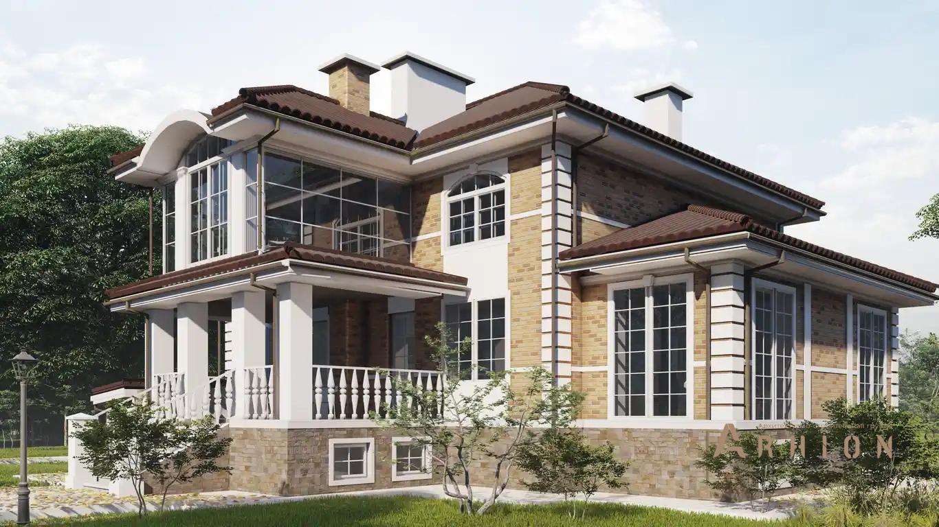 7. Проект двухэтажного дома в классическом стиле с многоскатной кровлей, H-1507, площадью - 474 кв c цокольным этажом, сауной, терассой, бассейном