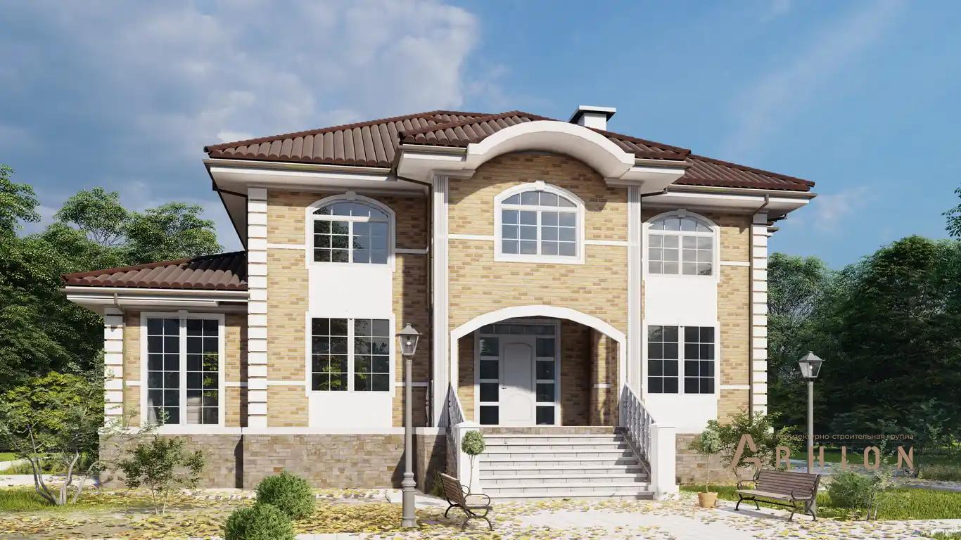 2. Проект двухэтажного дома в классическом стиле с многоскатной кровлей, H-1507, площадью - 474 кв c цокольным этажом, сауной, терассой, бассейном