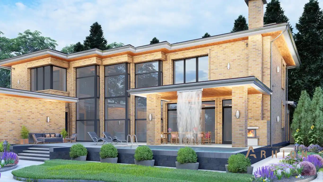 6. Проект двухэтажного дома в европейском стиле с многоскатной кровлей, H-1508, площадью - 590 кв c терассой, гаражом, вторым светом