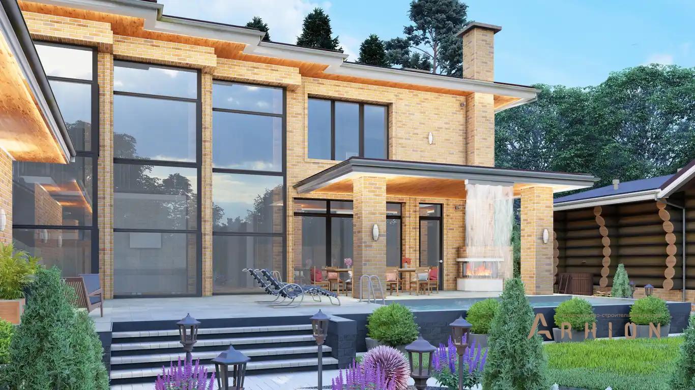 8. Проект двухэтажного дома в европейском стиле с многоскатной кровлей, H-1508, площадью - 590 кв c терассой, гаражом, вторым светом