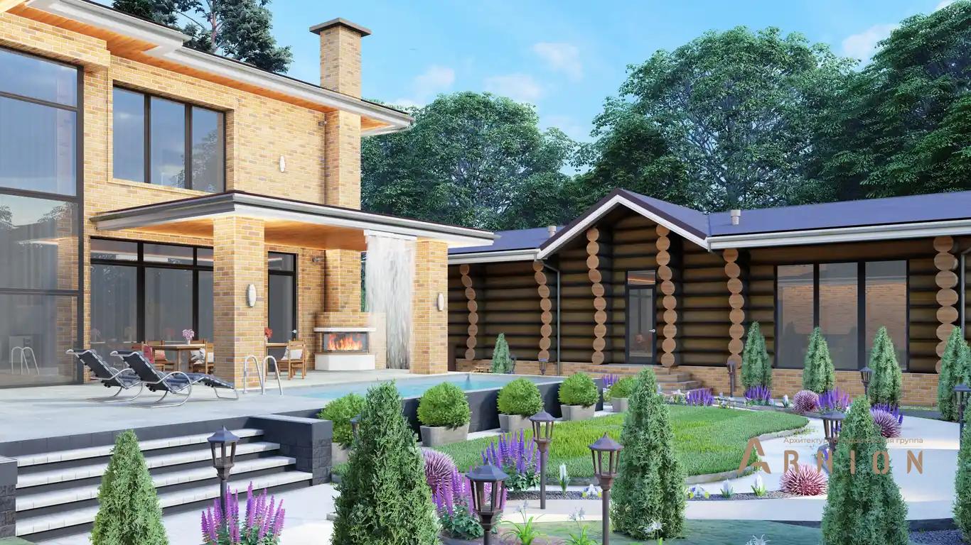 7. Проект двухэтажного дома в европейском стиле с многоскатной кровлей, H-1508, площадью - 590 кв c терассой, гаражом, вторым светом