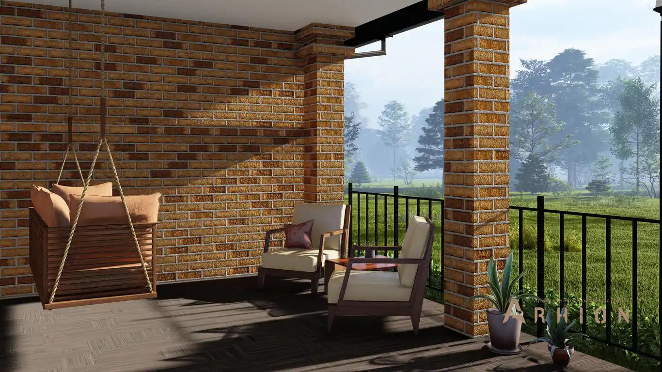 2. Проект двухэтажного дома в европейском стиле с многоскатной кровлей, H-1509, площадью - 329 кв c терассой, балконом