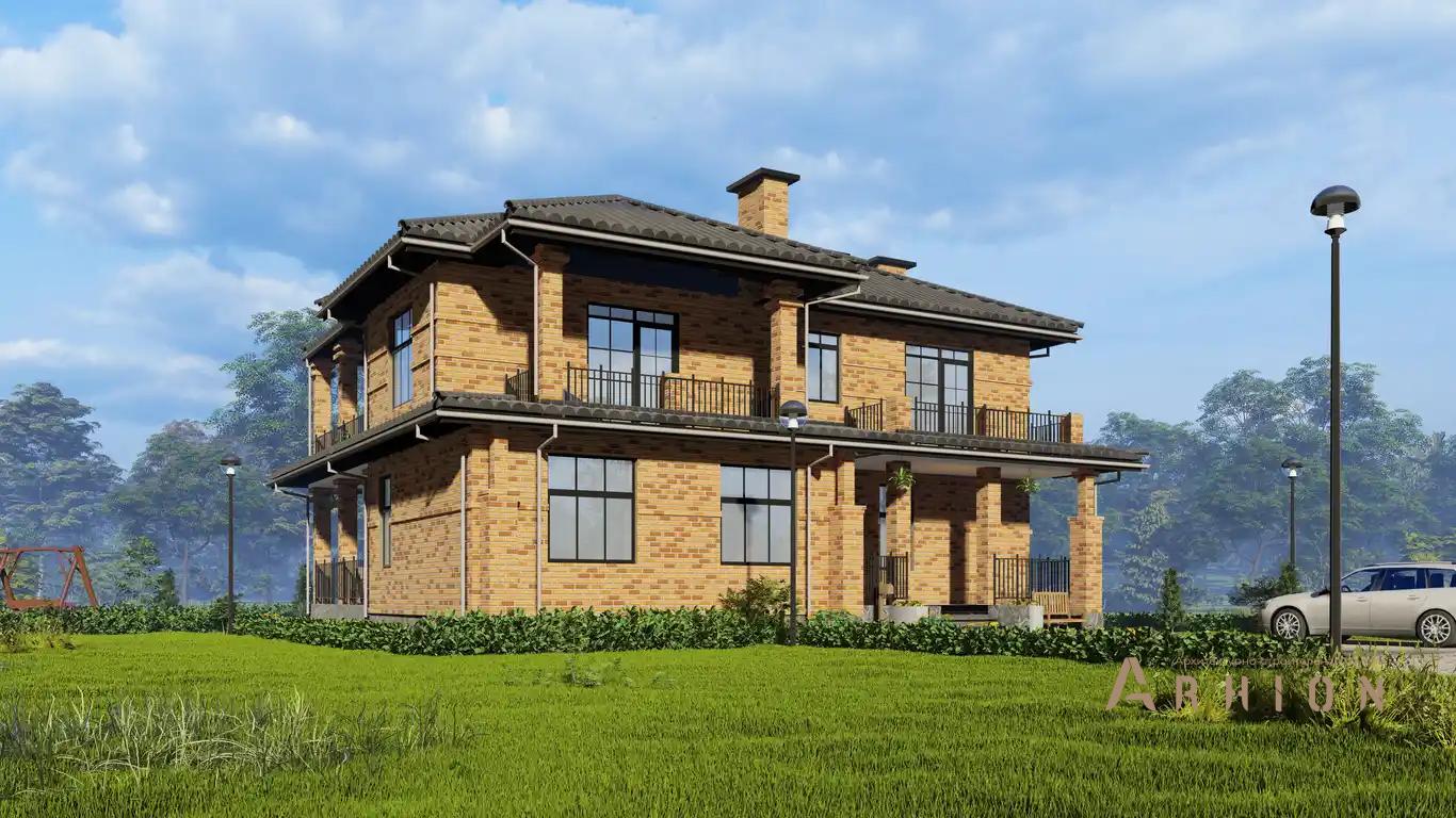 11. Проект двухэтажного дома в европейском стиле с многоскатной кровлей, H-1509, площадью - 329 кв c терассой, балконом