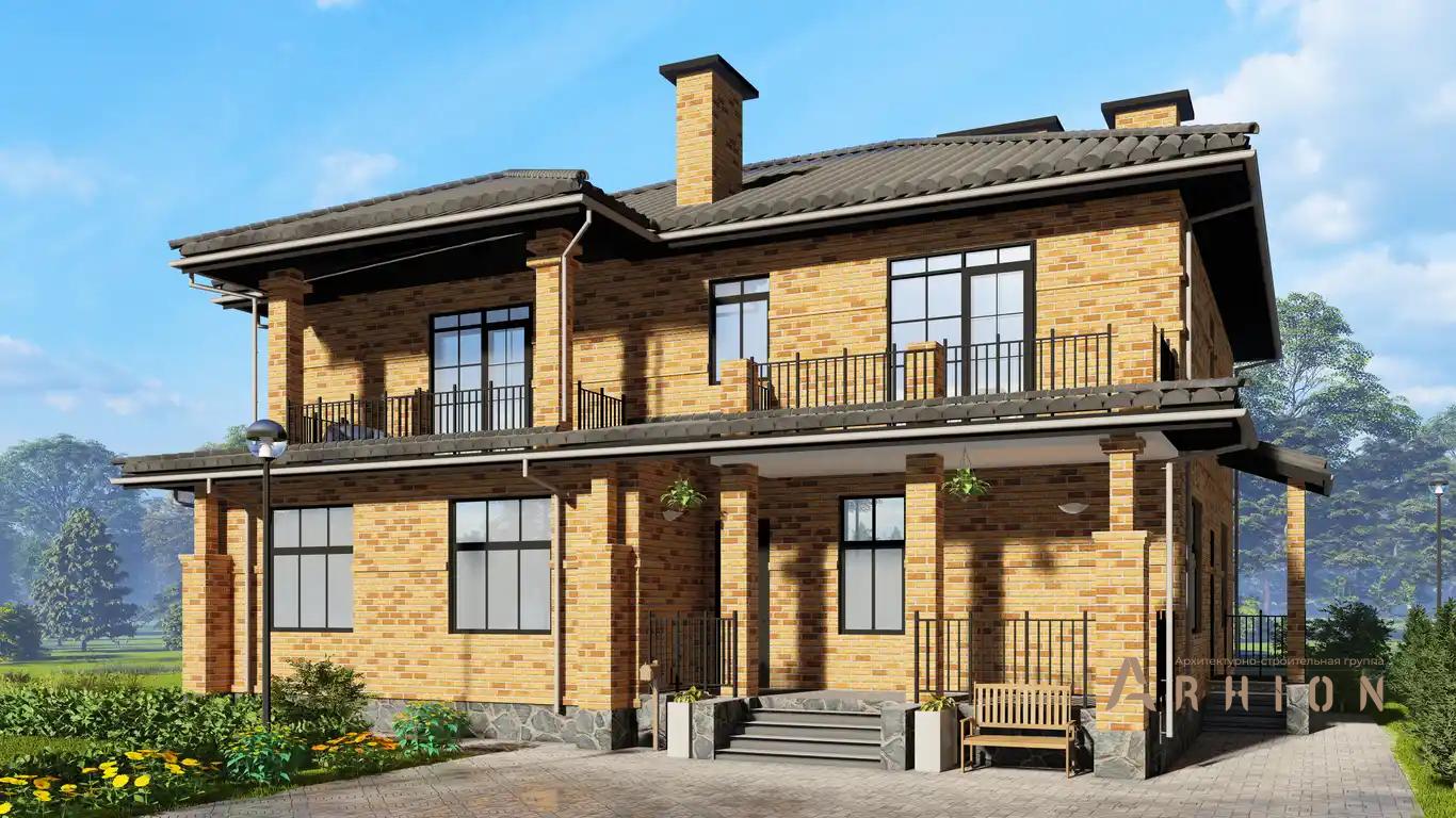 10. Проект двухэтажного дома в европейском стиле с многоскатной кровлей, H-1509, площадью - 329 кв c терассой, балконом