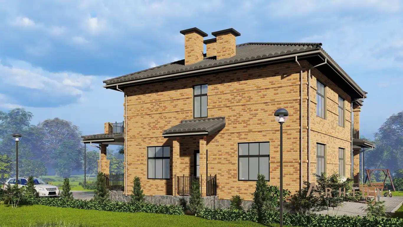 9. Проект двухэтажного дома в европейском стиле с многоскатной кровлей, H-1509, площадью - 329 кв c терассой, балконом