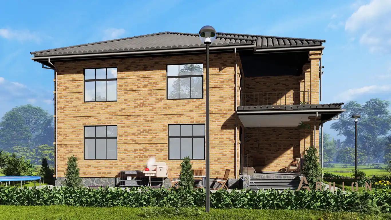 7. Проект двухэтажного дома в европейском стиле с многоскатной кровлей, H-1509, площадью - 329 кв c терассой, балконом