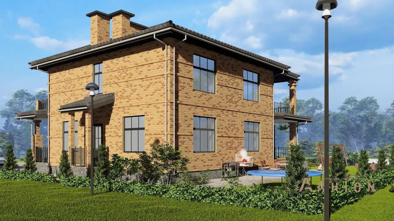 6. Проект двухэтажного дома в европейском стиле с многоскатной кровлей, H-1509, площадью - 329 кв c терассой, балконом