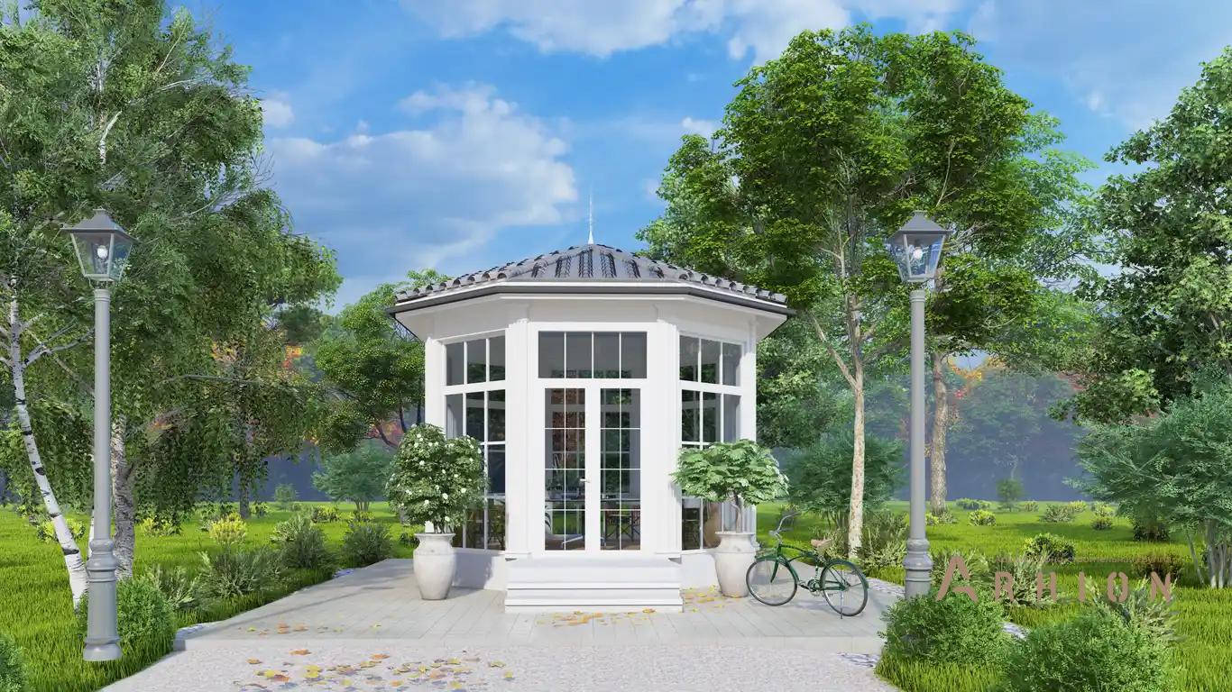 4. Проект одноэтажного дома в классическом стиле с многоскатной кровлей, H-1510, площадью - 378 кв c мансардой, терассой, балконом