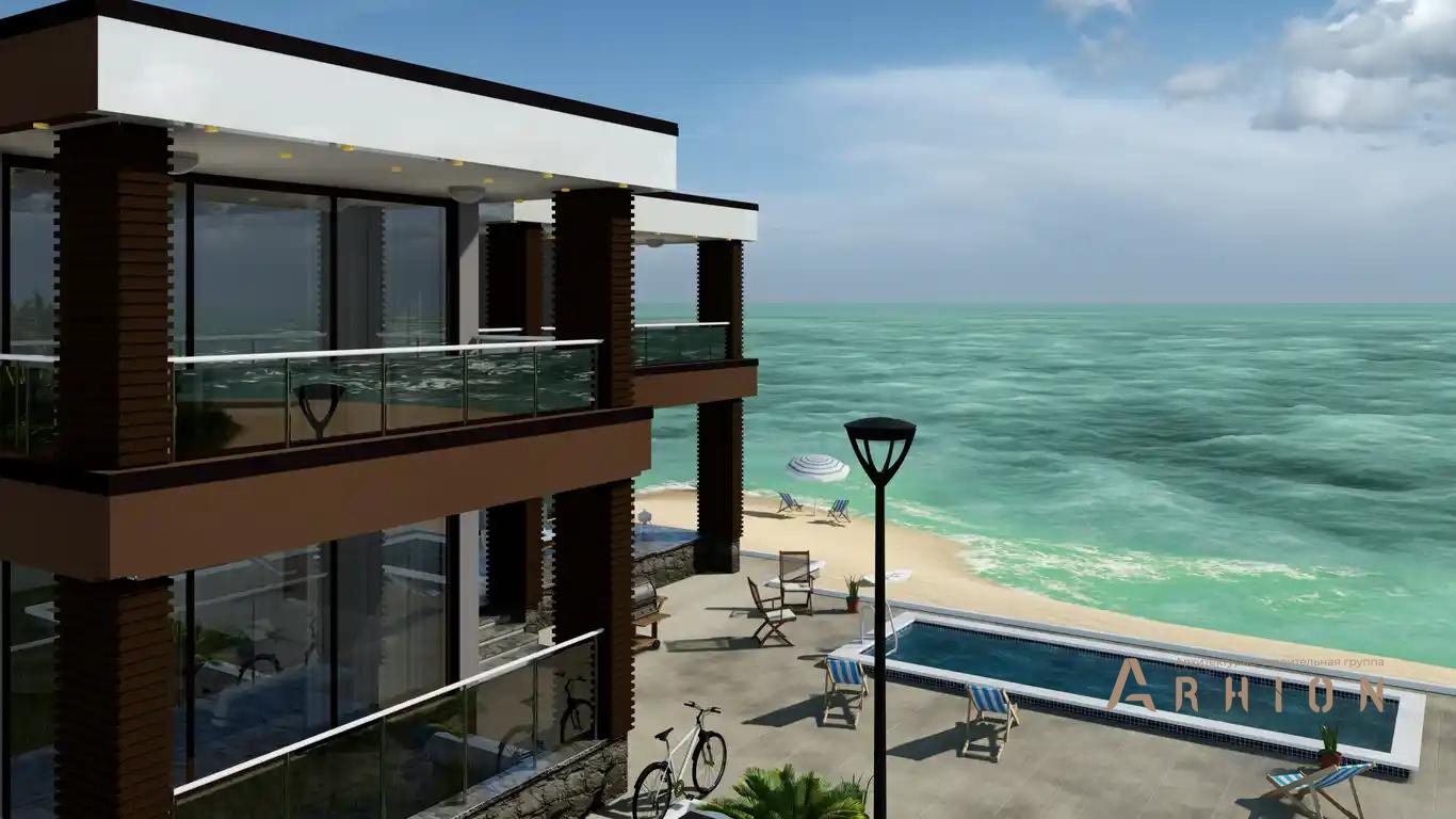 4. Проект двухэтажного дома в стиле хай-тек с плоской кровлей , H-1511, площадью - 435 кв c терассой, балконом