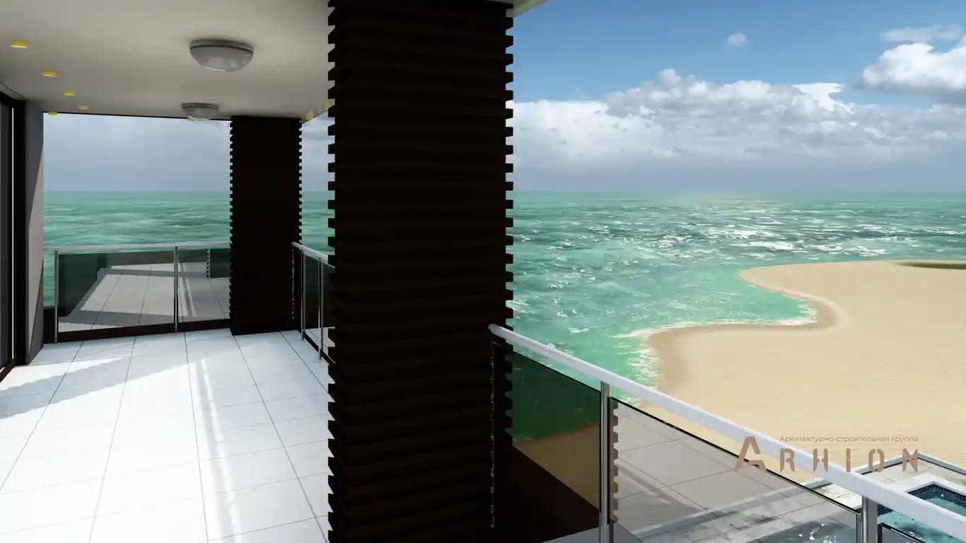 3. Проект двухэтажного дома в стиле хай-тек с плоской кровлей , H-1511, площадью - 435 кв c терассой, балконом