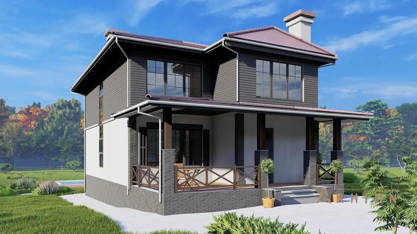 1. Проект двухэтажного дома в современном стиле с многоскатной кровлей, H-1512, площадью - 250 кв c терассой, балконом, эркером