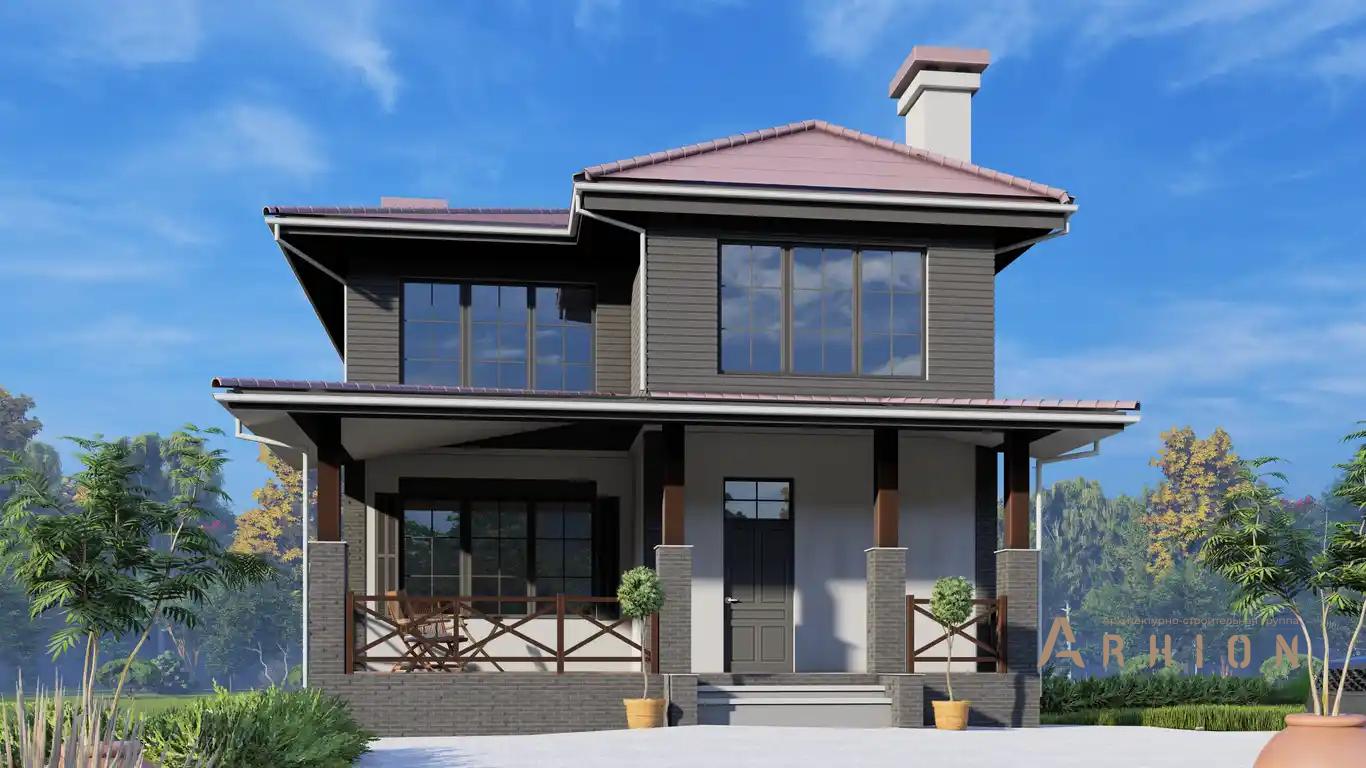3. Проект двухэтажного дома в современном стиле с многоскатной кровлей, H-1512, площадью - 250 кв c терассой, балконом, эркером
