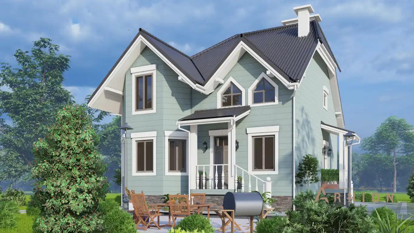 1. Проект двухэтажного дома в европейском стиле с многоскатной кровлей, H-1514, площадью - 189 кв c мансардой, эркером