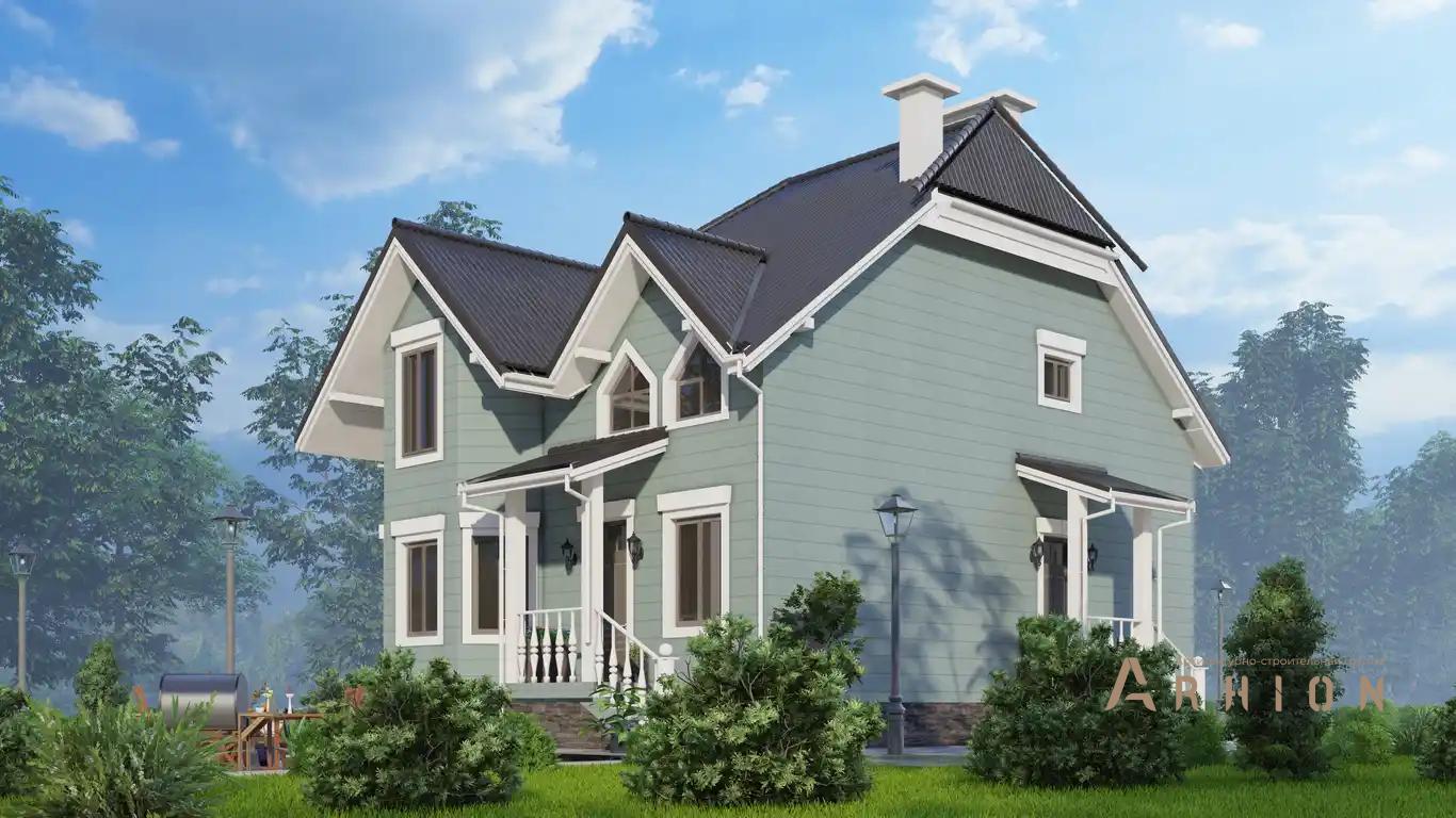 4. Проект двухэтажного дома в европейском стиле с многоскатной кровлей, H-1514, площадью - 189 кв c мансардой, эркером