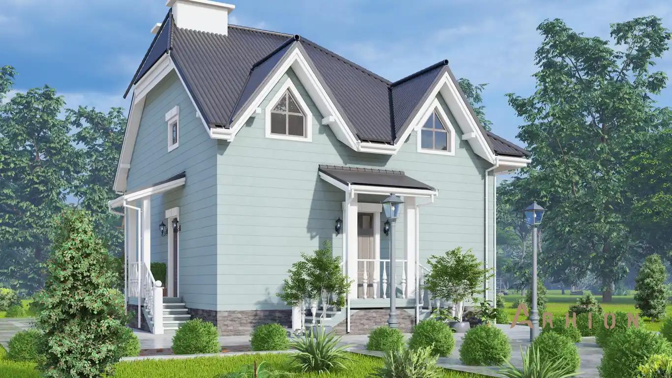 3. Проект двухэтажного дома в европейском стиле с многоскатной кровлей, H-1514, площадью - 189 кв c мансардой, эркером