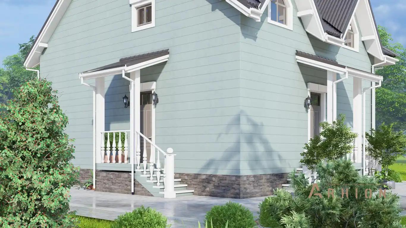 7. Проект двухэтажного дома в европейском стиле с многоскатной кровлей, H-1514, площадью - 189 кв c мансардой, эркером