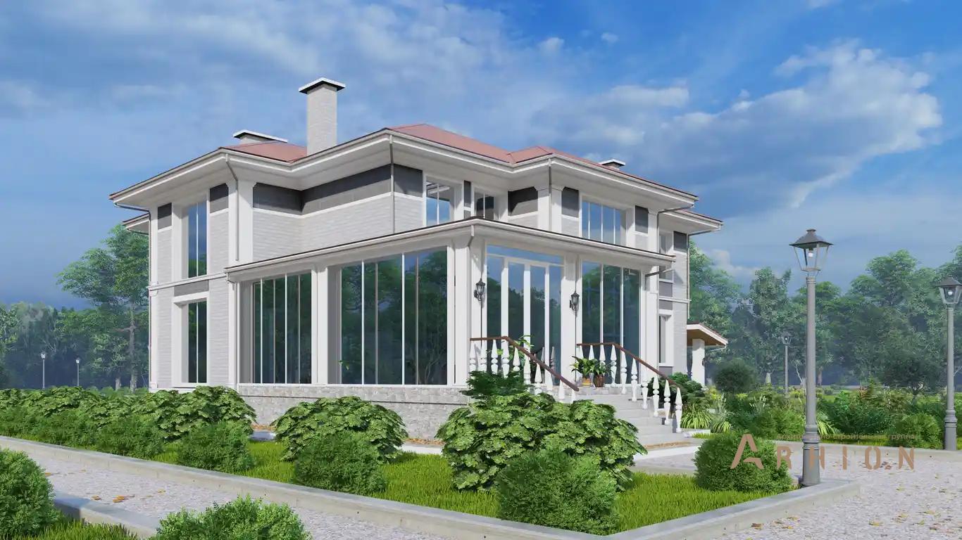 5. Проект двухэтажного дома в современном классическом стиле с многоскатной кровлей, H-1518, площадью - 801 кв c цокольным этажом, терассой, вторым светом