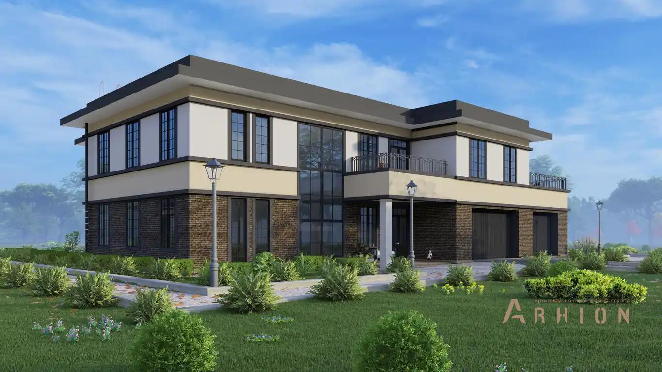 1. Проект двухэтажного дома в стиле лофт с плоской кровлей , H-1520, площадью - 904 кв c мансардой, терассой, балконом, гаражом