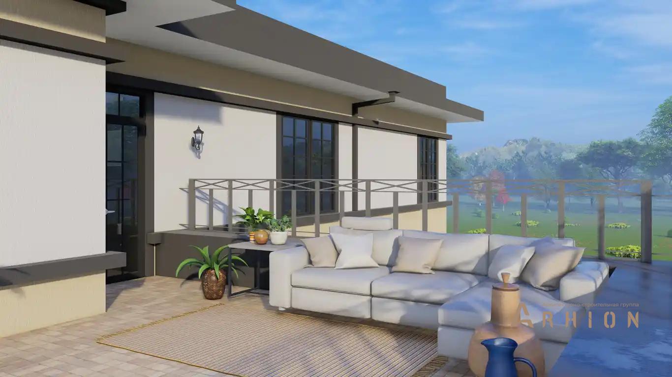 3. Проект двухэтажного дома в стиле лофт с плоской кровлей , H-1520, площадью - 904 кв c мансардой, терассой, балконом, гаражом