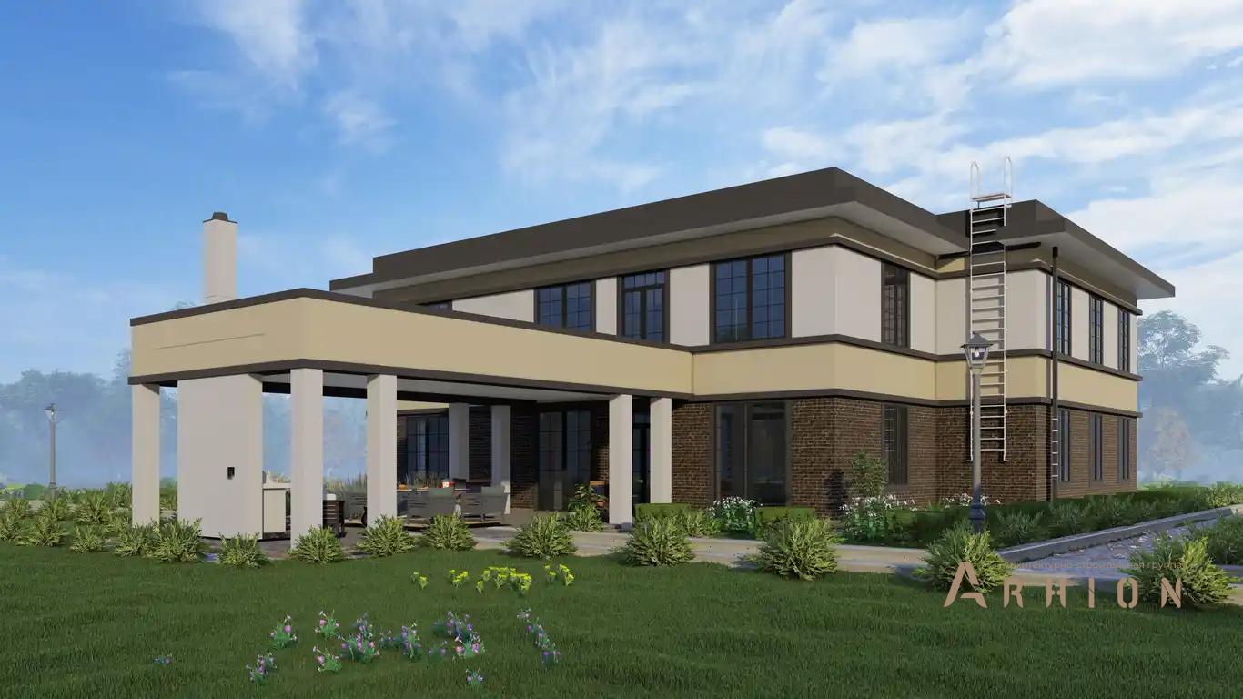 9. Проект двухэтажного дома в стиле лофт с плоской кровлей , H-1520, площадью - 904 кв c мансардой, терассой, балконом, гаражом