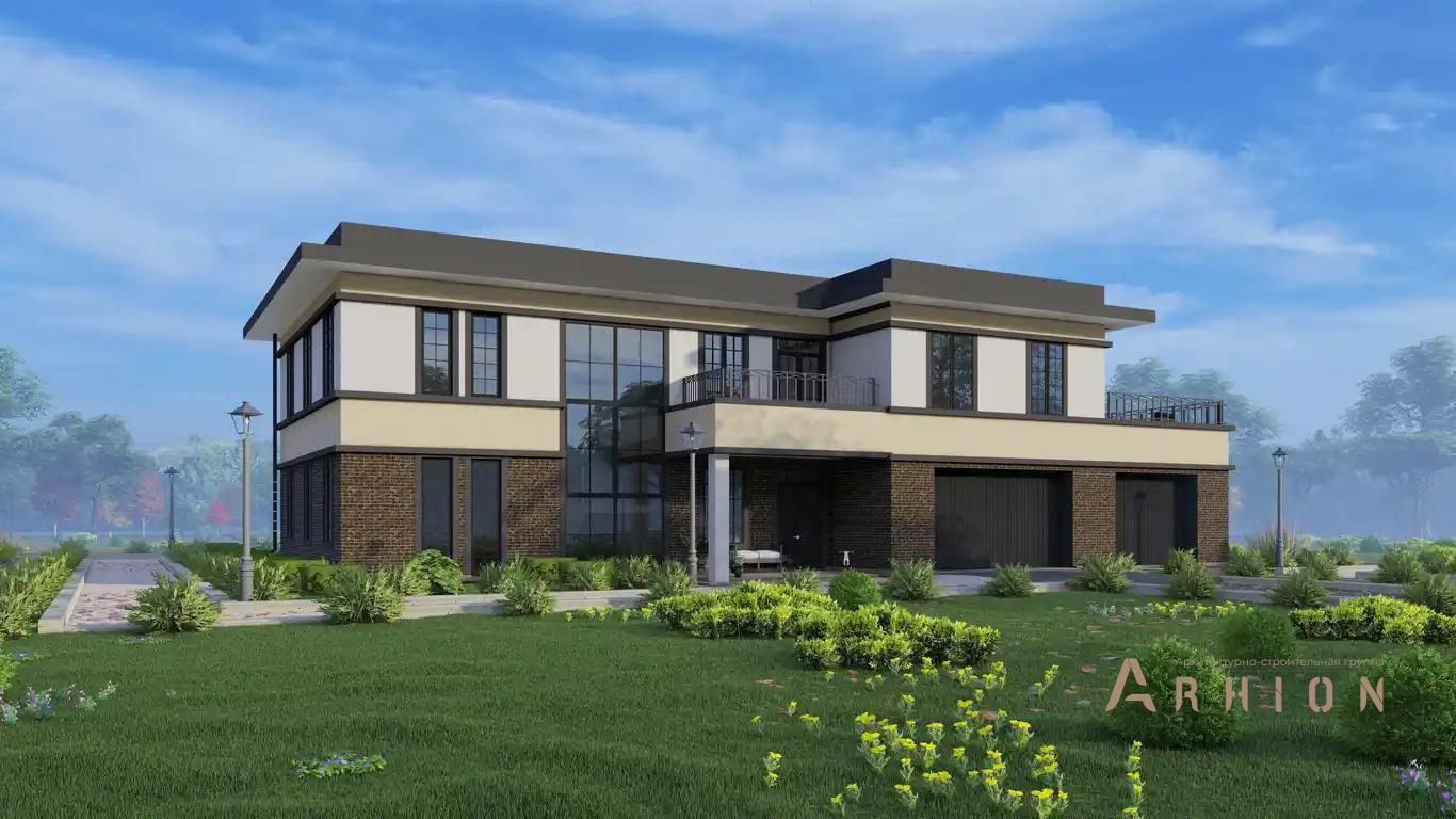 8. Проект двухэтажного дома в стиле лофт с плоской кровлей , H-1520, площадью - 904 кв c мансардой, терассой, балконом, гаражом