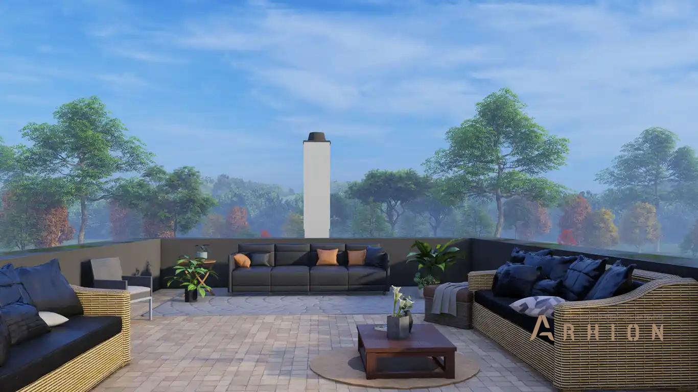 4. Проект двухэтажного дома в стиле лофт с плоской кровлей , H-1520, площадью - 904 кв c мансардой, терассой, балконом, гаражом