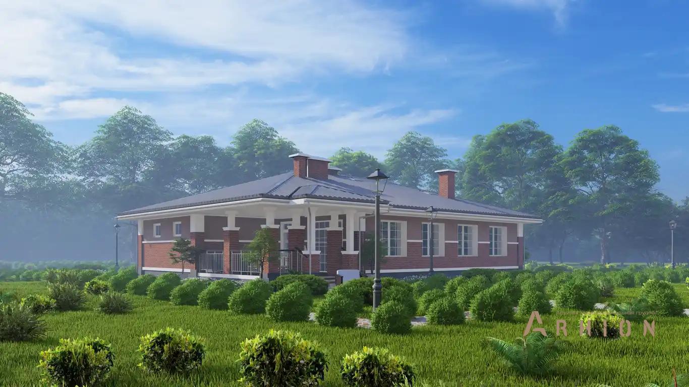 3. Проект одноэтажного дома в европейском стиле с четырехскатной, H-1521, площадью - 228 кв c сауной, терассой, гаражом