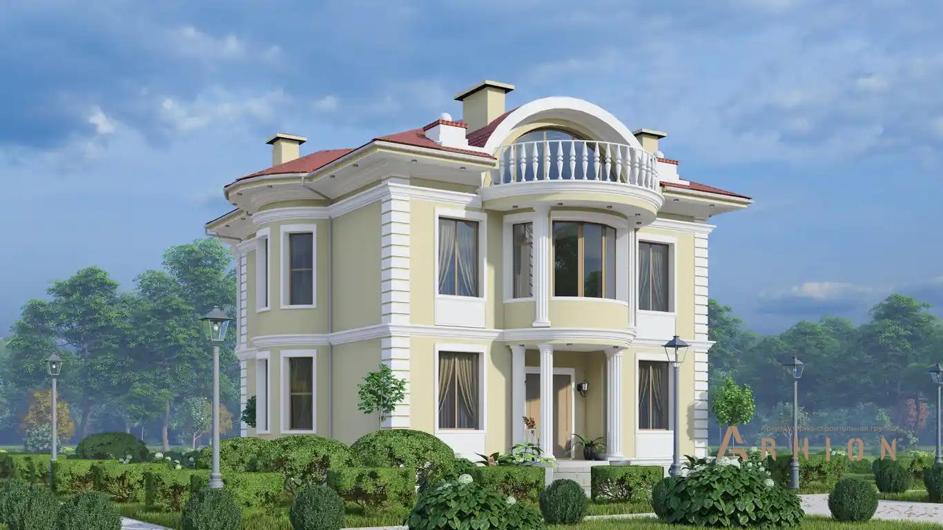 1. Проект двухэтажного дома в стиле модерн с многоскатной кровлей, H-1522, площадью - 386 кв c мансардой, терассой, балконом, эркером