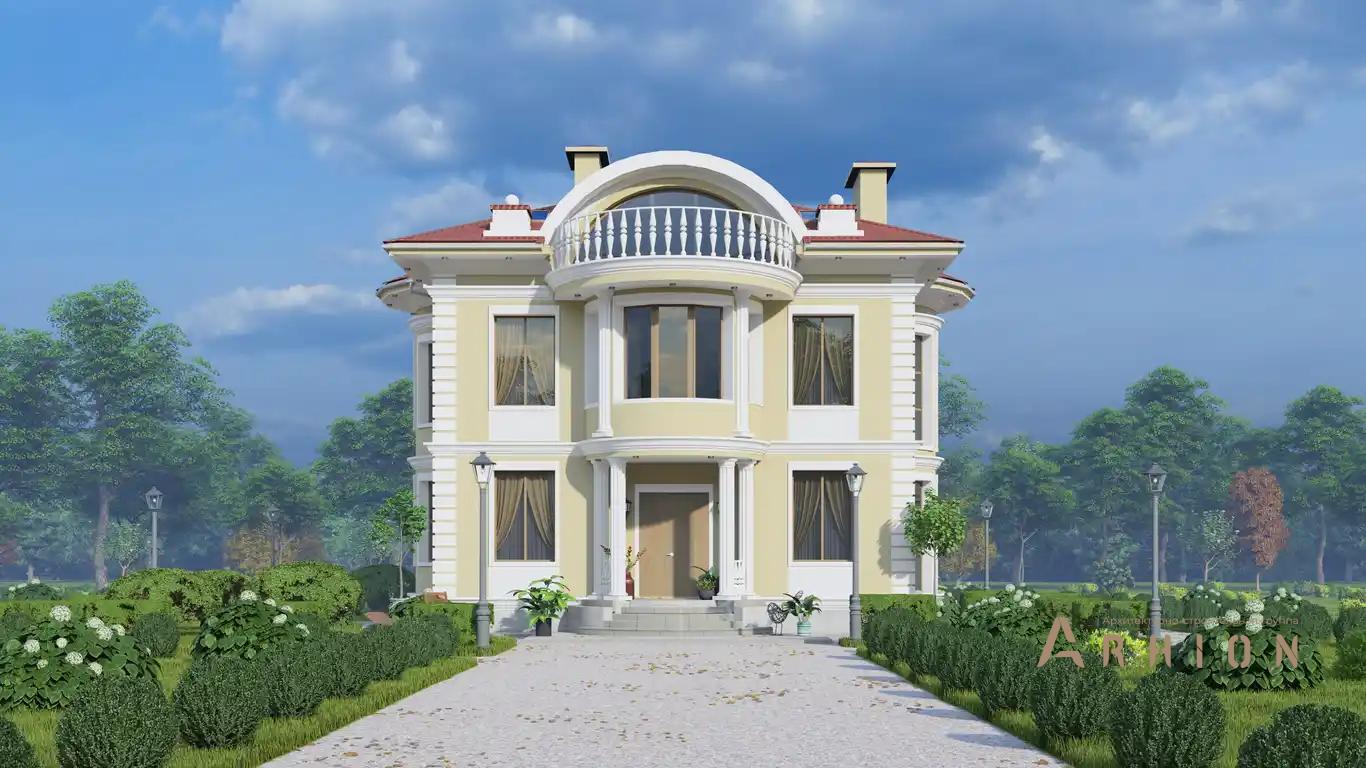 8. Проект двухэтажного дома в стиле модерн с многоскатной кровлей, H-1522, площадью - 386 кв c мансардой, терассой, балконом, эркером