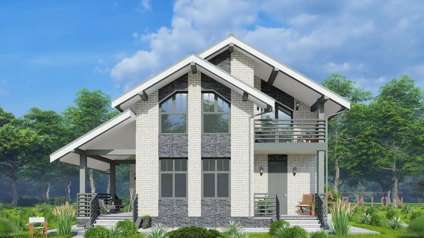 7. Проект одноэтажного дома в альпийском стиле с многоскатной кровлей, H-1524, площадью - 157 кв c мансардой, терассой, балконом